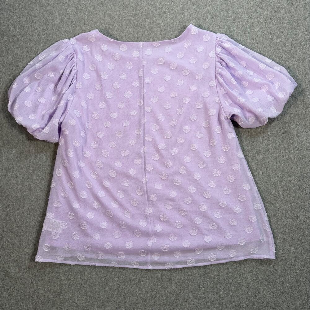 Umgee Lavender Puff Sleeve Blouse Women's Small Polka Dot Lined - Picture 6 of 7